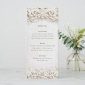 Elegante Klasse Witte Barokke Frame Huwelijk Menu (Staand voorkant)