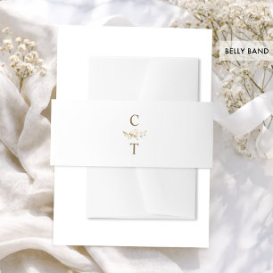 Elegante Klasse Witte en Gouden Monogram Bruiloft Uitnodigingen Wikkel