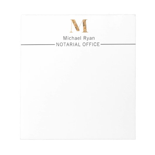Elegante Klasse Witte & Gouden Gepersonaliseerde M Notitieblok (Voorkant)