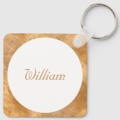 Elegante Klasse Witte & Gouden Gepersonaliseerde M Sleutelhanger (Achterkant)