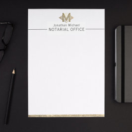 Elegante Klasse Witte & Gouden Persoonlijke Monogr Briefhoofd