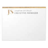 Elegante Klasse Witte & Gouden Persoonlijke Monogr Notitieblok (Voorkant)