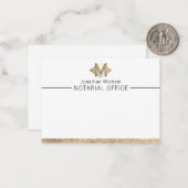 Elegante Klasse Witte & Gouden Persoonlijke Monogr Notitiekaartje (Voorkant / Achterkant in situ)