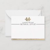 Elegante Klasse Witte & Gouden Persoonlijke Monogr Notitiekaartje (Voorkant)