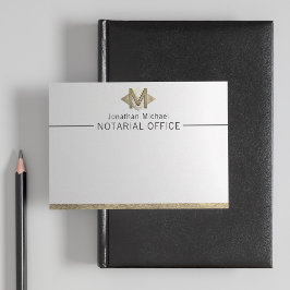 Elegante Klasse Witte & Gouden Persoonlijke Monogr Notitiekaartje