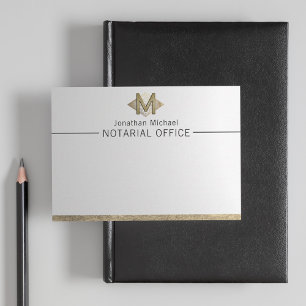 Elegante Klasse Witte & Gouden Persoonlijke Monogr Notitiekaartje