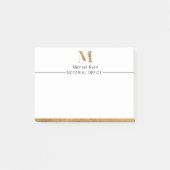 Elegante Klasse Witte & Gouden Persoonlijke Monogr Post-it® Notes (Voorkant)