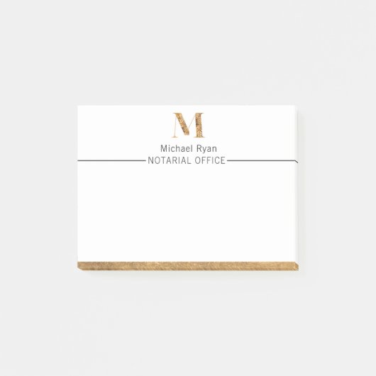 Elegante Klasse Witte & Gouden Persoonlijke Monogr Post-it® Notes (Voorkant)