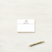 Elegante Klasse Witte & Gouden Persoonlijke Monogr Post-it® Notes (Op bureau)