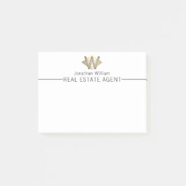 Elegante Klasse Witte & Gouden Persoonlijke Monogr Post-it® Notes