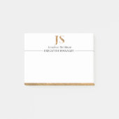 Elegante Klasse Witte & Gouden Persoonlijke Monogr Post-it® Notes (Voorkant)