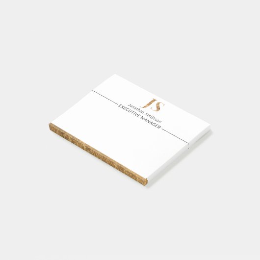 Elegante Klasse Witte & Gouden Persoonlijke Monogr Post-it® Notes (Schuin)