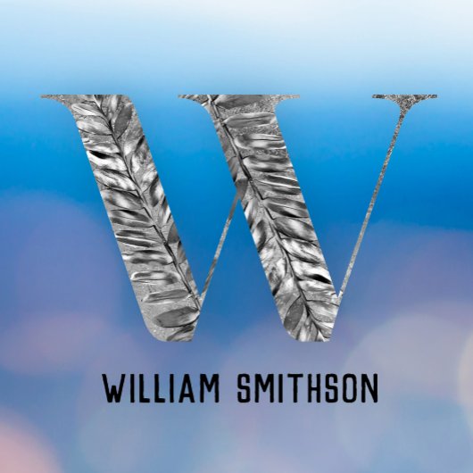 Elegante Klasse Witte Zilveren Gepersonaliseerde M Raamsticker