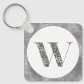 Elegante Klasse Witte Zilveren Gepersonaliseerde M Sleutelhanger (Voorkant)