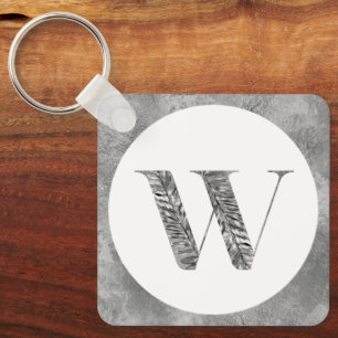 Elegante Klasse Witte Zilveren Gepersonaliseerde M Sleutelhanger