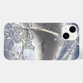 Elegante Klasse Zilver Metaal Bloemig Uitzicht Case-Mate iPhone Case (Achterkant (horizontaal))