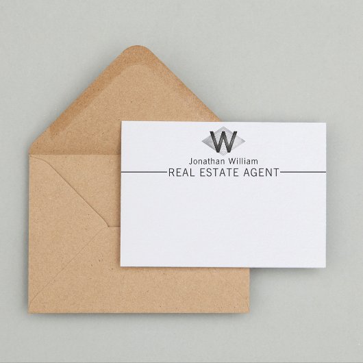 Elegante Klasse Zilveren Zwarte Persoonlijke Monog Notitiekaartje