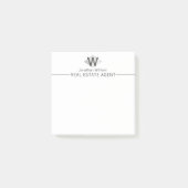 Elegante Klasse Zilveren Zwarte Persoonlijke Monog Post-it® Notes (Voorkant)