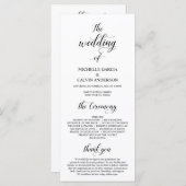 Elegante Klasse, Zwart schrift, Trouwceremonie Programmakaart (Voorkant / Achterkant)