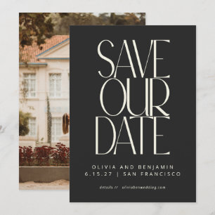 Elegante Klasse Zwarte Eenvoudige Moderne Trendy F Save The Date
