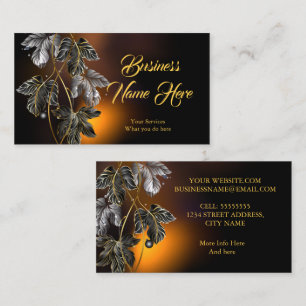 Elegante Klasse Zwarte Gouden Bladeren Bronzen Glo Visitekaartje