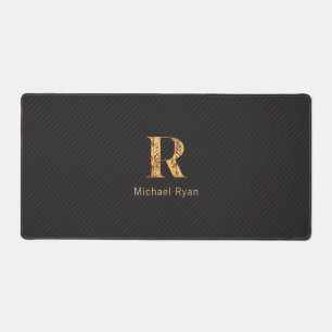 Elegante Klasse Zwarte & Gouden Persoonlijke Monog Bureaumat