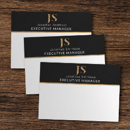 Elegante Klasse Zwarte & Gouden Persoonlijke Monog Notitiekaartje