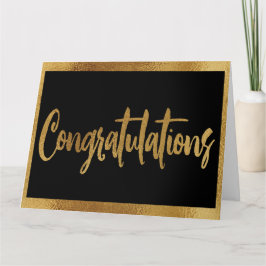 Elegante Klasse Zwarte & Nep Gouden Felicitaties Kaart