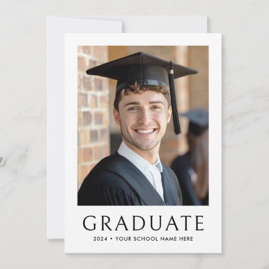 Elegante klassiek afstuderen jaarfoto afstuderen bedankkaart (Voorkant)