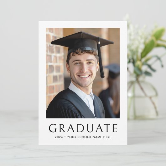 Elegante klassiek afstuderen jaarfoto afstuderen bedankkaart (Staand voorkant)