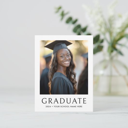 Elegante klassiek afstuderen jaarfoto afstuderen briefkaart (Staand voorkant)