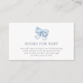 Elegante Klassiek Blauw Coquette Bow Books voor Ba Informatiekaartje (Voorkant)