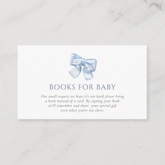 Elegante Klassiek Blauw Coquette Bow Books voor Ba Informatiekaartje (Voorkant)