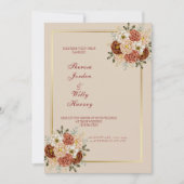 Elegante Klassiek zijn & bruine bruiloft uitnodigi Kaart (Voorkant)