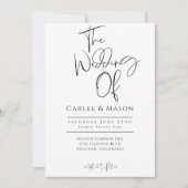 Elegante klassiek zwart-wit De bruiloft van Kaart (Voorkant)