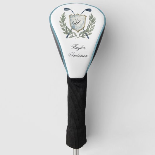 Elegante Klassieke Aangepaste Monogram Golf Crest Golfheadcover (Voorkant)