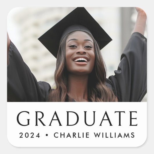 Elegante klassieke afstuderen foto afstuderen vierkante sticker (Voorkant)