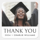 Elegante klassieke afstuderen foto dank u vierkante sticker (Voorkant)