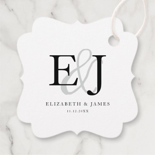 Elegante klassieke Ampersand Monogram bruiloft Bedankjes Labels (Achterkant)