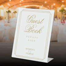 Elegante Klassieke Art Deco Chic Gouden Gastboek