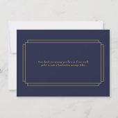 Elegante Klassieke Art Deco Navy Blauwe en Gouden Bedankkaart (Achterkant)