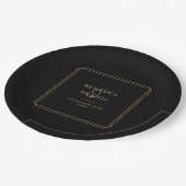 Elegante Klassieke Art Deco Zwarte En Gouden Bruil Papieren Bordje (Gekanteld)
