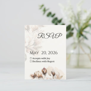 Elegante klassieke Beige Magnolia RSVP-kaart Briefkaart