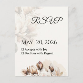 Elegante klassieke Beige Magnolia RSVP-kaart Briefkaart