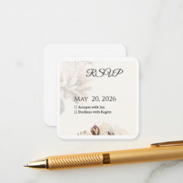Elegante klassieke Beige Magnolia RSVP-kaart Informatiekaartje