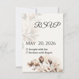 Elegante klassieke Beige Magnolia RSVP-kaart RSVP Kaartje