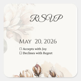 Elegante Klassieke Beige Magnolia RSVP Kaart Vierkante Sticker