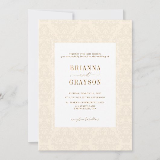 Elegante Klassieke Beige Script Trouw Kaart (Voorkant)