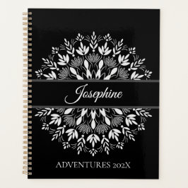 Elegante klassieke Black and White Floral mandala Planner
