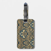 Elegante klassieke blauw en goud gepersonaliseerd bagagelabel (Achterkant verticaal)